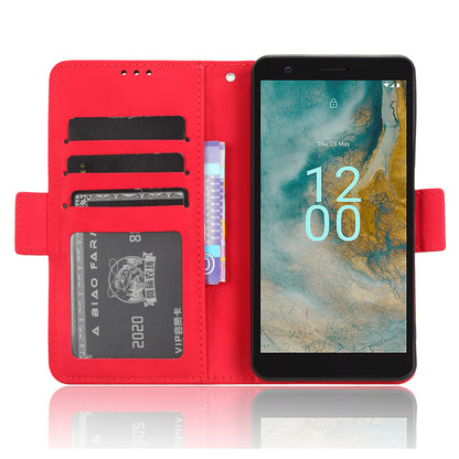 For Nokia C02 Multiple Card Slots PU Leather Phone Case Full Protection Stand Wallet Cover