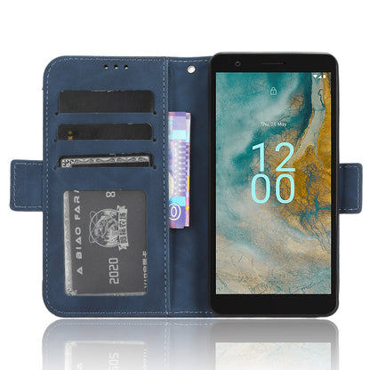For Nokia C02 Multiple Card Slots PU Leather Phone Case Full Protection Stand Wallet Cover