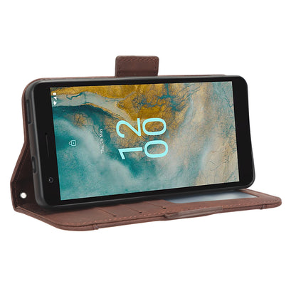 For Nokia C02 Multiple Card Slots PU Leather Phone Case Full Protection Stand Wallet Cover