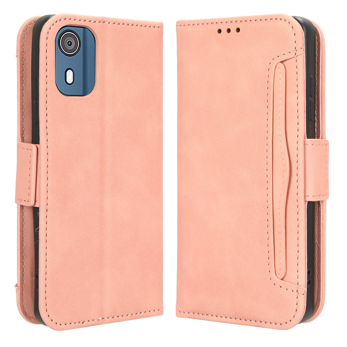 For Nokia C02 Multiple Card Slots PU Leather Phone Case Full Protection Stand Wallet Cover