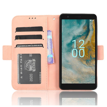 For Nokia C02 Multiple Card Slots PU Leather Phone Case Full Protection Stand Wallet Cover
