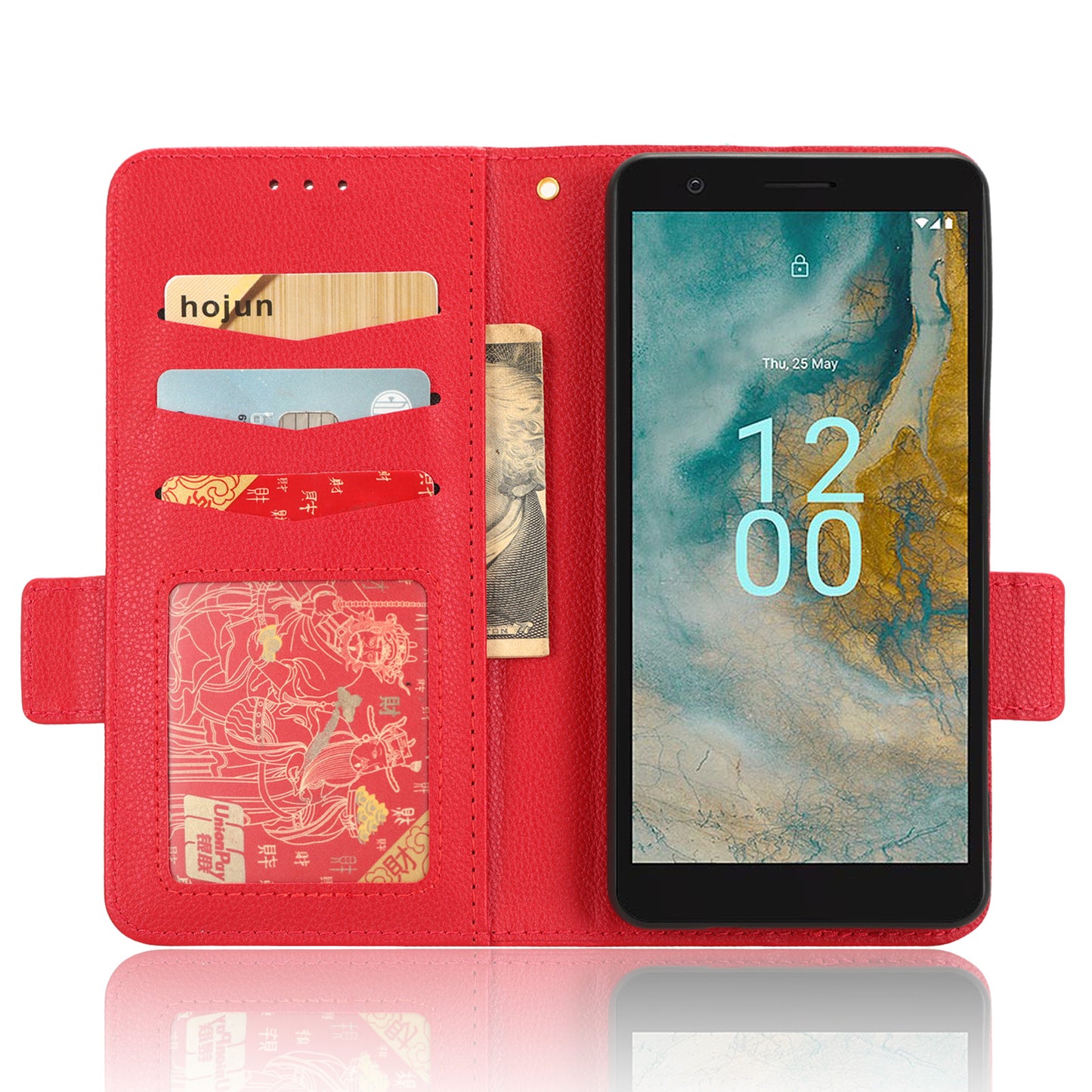 Wallet PU Leather Phone Case for Nokia C02 , Litchi Texture Stand Phone Cover