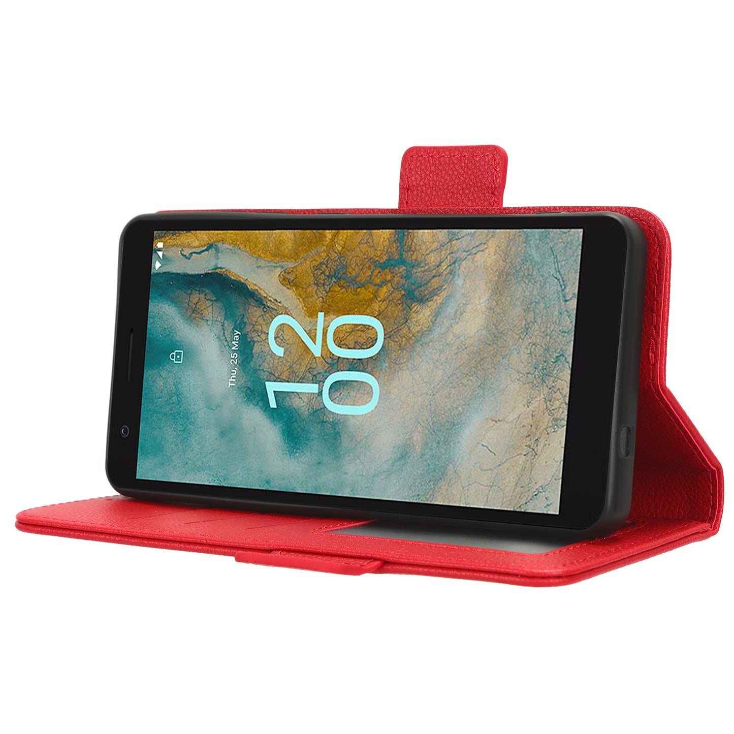 Wallet PU Leather Phone Case for Nokia C02 , Litchi Texture Stand Phone Cover