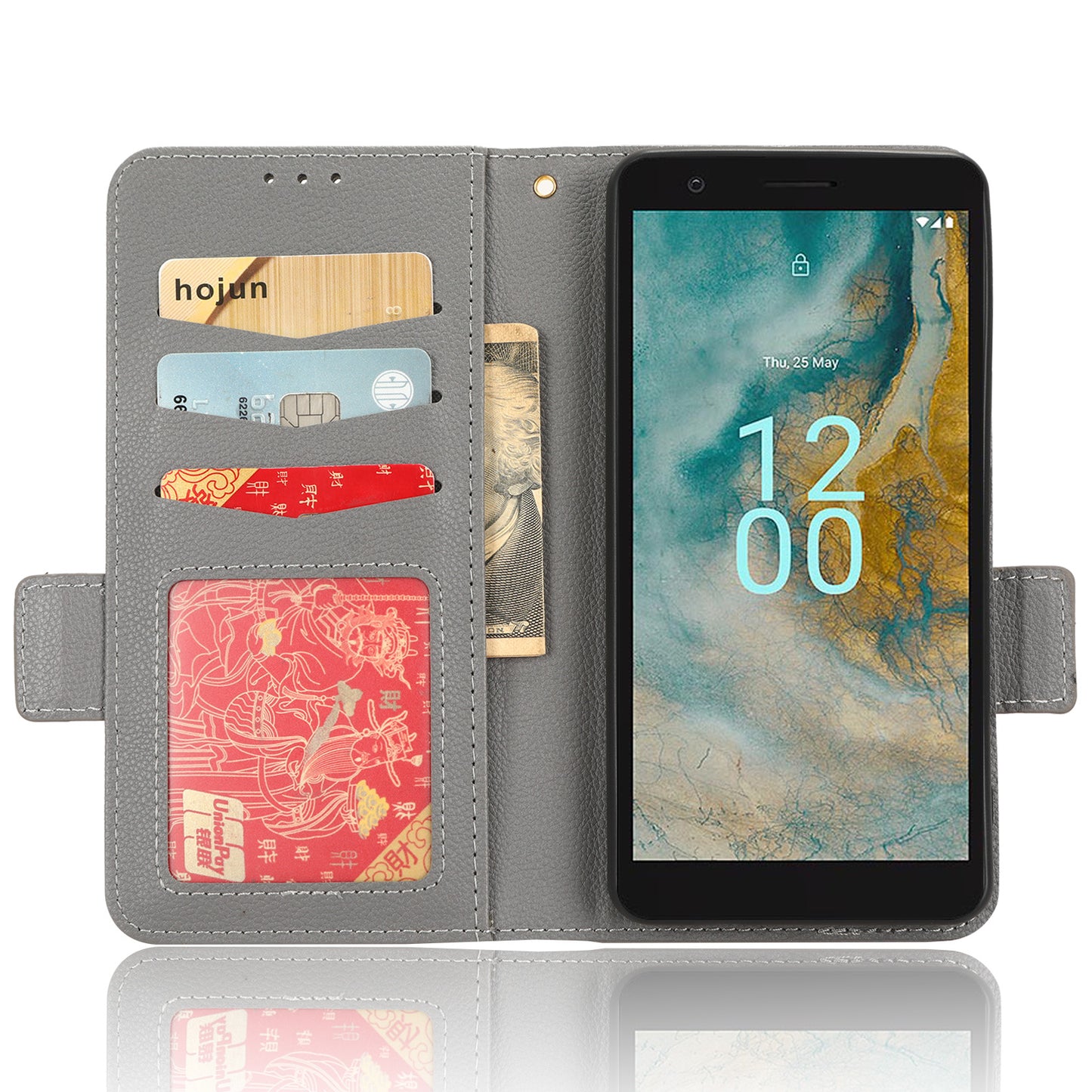 Wallet PU Leather Phone Case for Nokia C02 , Litchi Texture Stand Phone Cover