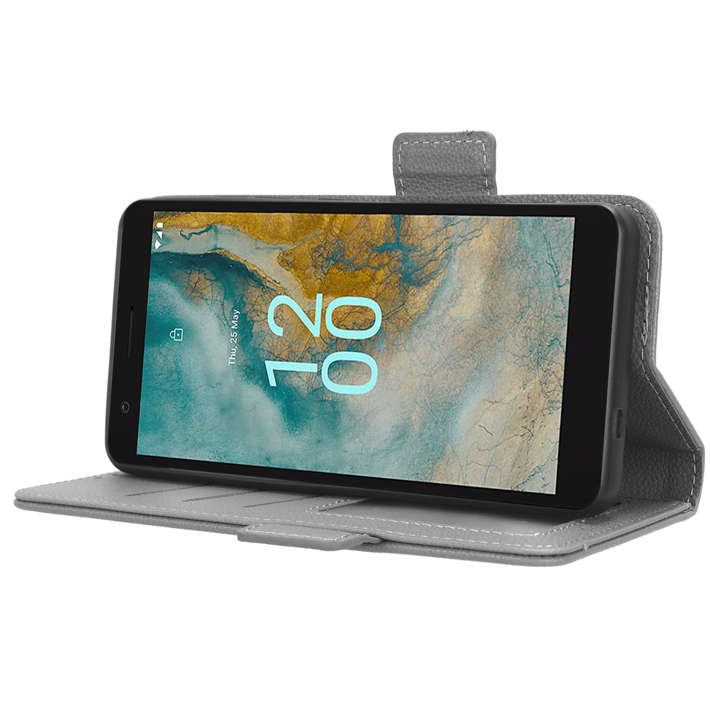 Wallet PU Leather Phone Case for Nokia C02 , Litchi Texture Stand Phone Cover