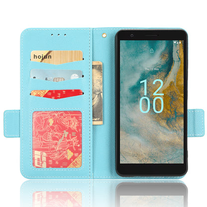 Wallet PU Leather Phone Case for Nokia C02 , Litchi Texture Stand Phone Cover