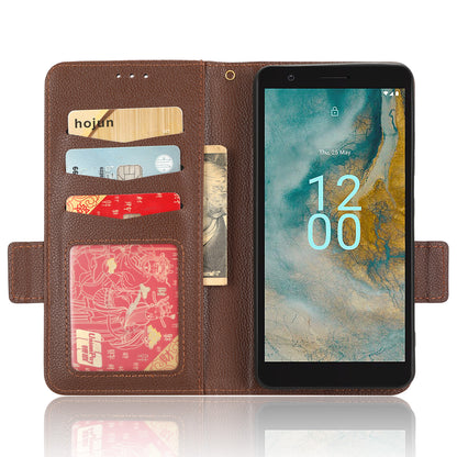 Wallet PU Leather Phone Case for Nokia C02 , Litchi Texture Stand Phone Cover