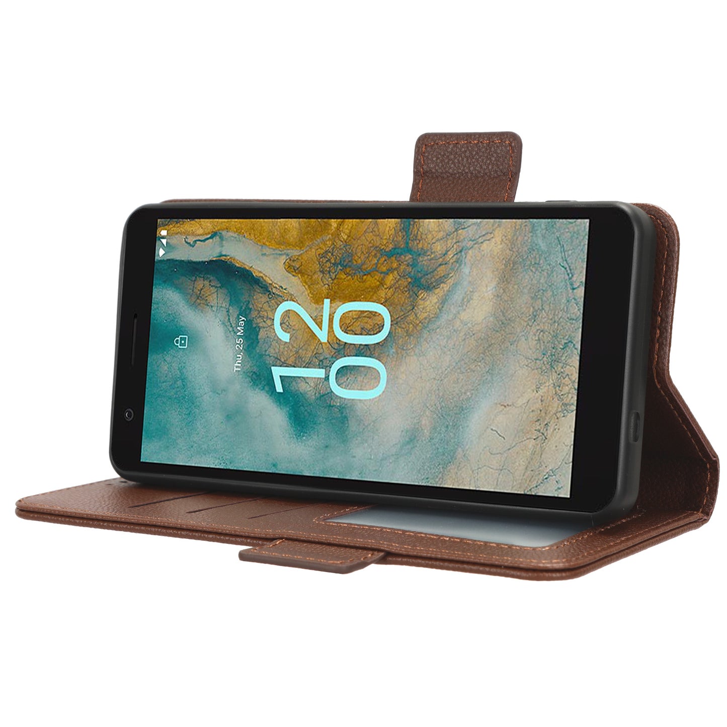 Wallet PU Leather Phone Case for Nokia C02 , Litchi Texture Stand Phone Cover