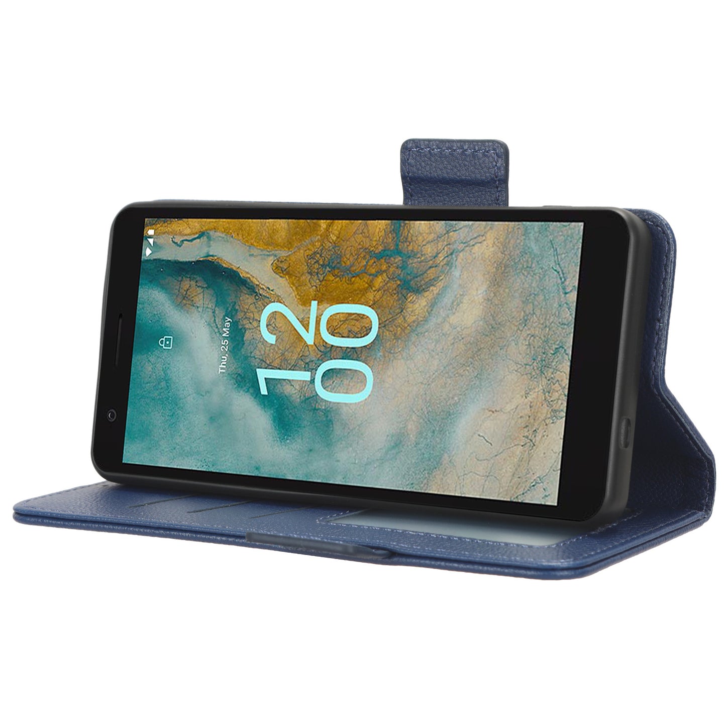 Wallet PU Leather Phone Case for Nokia C02 , Litchi Texture Stand Phone Cover