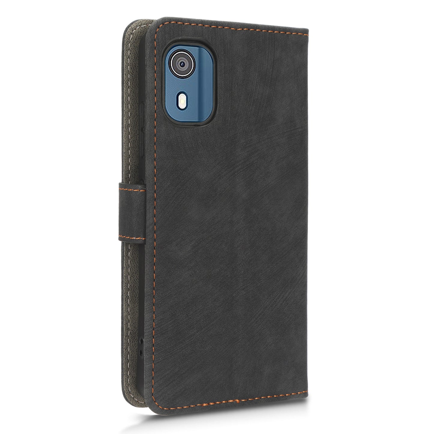 For Nokia C02 Anti-Scratch PU Leather Cover Stand Phone Case RFID Blocking Wallet with Strap