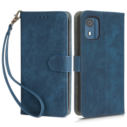 For Nokia C02 Anti-Scratch PU Leather Cover Stand Phone Case RFID Blocking Wallet with Strap