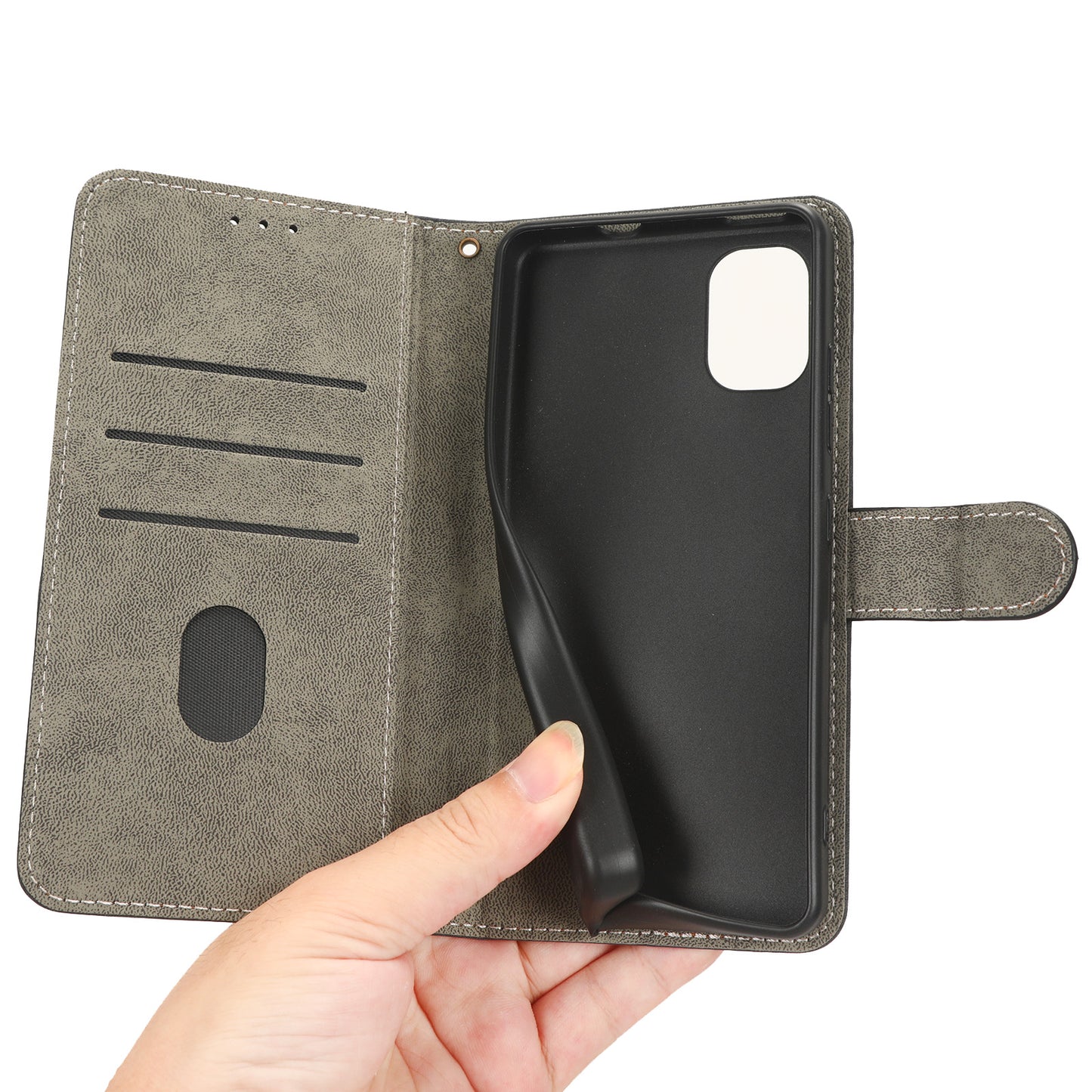 For Nokia C02 Anti-Scratch PU Leather Cover Stand Phone Case RFID Blocking Wallet with Strap