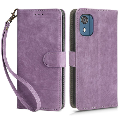 For Nokia C02 Anti-Scratch PU Leather Cover Stand Phone Case RFID Blocking Wallet with Strap