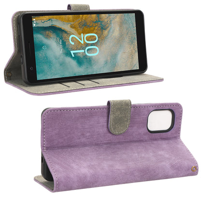 For Nokia C02 Anti-Scratch PU Leather Cover Stand Phone Case RFID Blocking Wallet with Strap