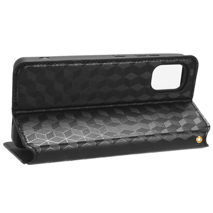 For Nokia C02 Phone Stand Shell Case Wallet PU Leather Rhombus Imprinted Anti-drop Phone Cover