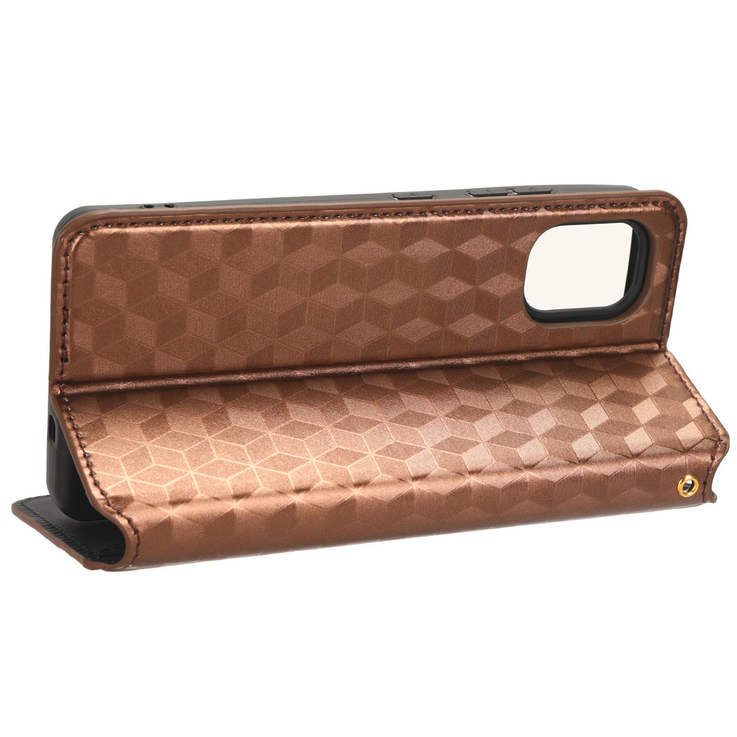 For Nokia C02 Phone Stand Shell Case Wallet PU Leather Rhombus Imprinted Anti-drop Phone Cover