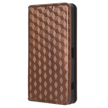 For Nokia C02 Phone Stand Shell Case Wallet PU Leather Rhombus Imprinted Anti-drop Phone Cover