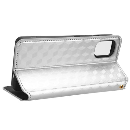 For Nokia C02 Phone Stand Shell Case Wallet PU Leather Rhombus Imprinted Anti-drop Phone Cover