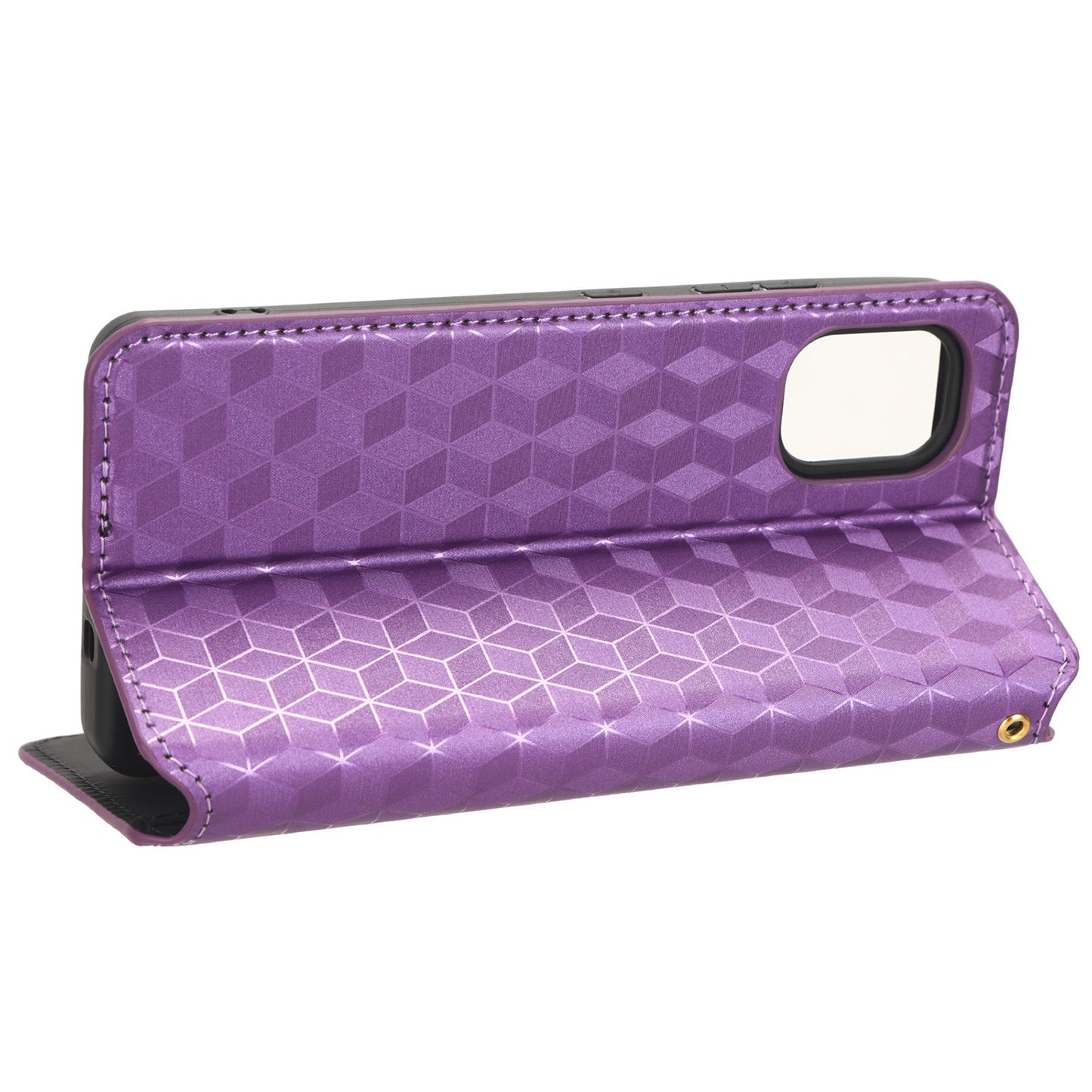 For Nokia C02 Phone Stand Shell Case Wallet PU Leather Rhombus Imprinted Anti-drop Phone Cover