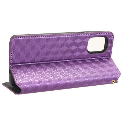 For Nokia C02 Phone Stand Shell Case Wallet PU Leather Rhombus Imprinted Anti-drop Phone Cover