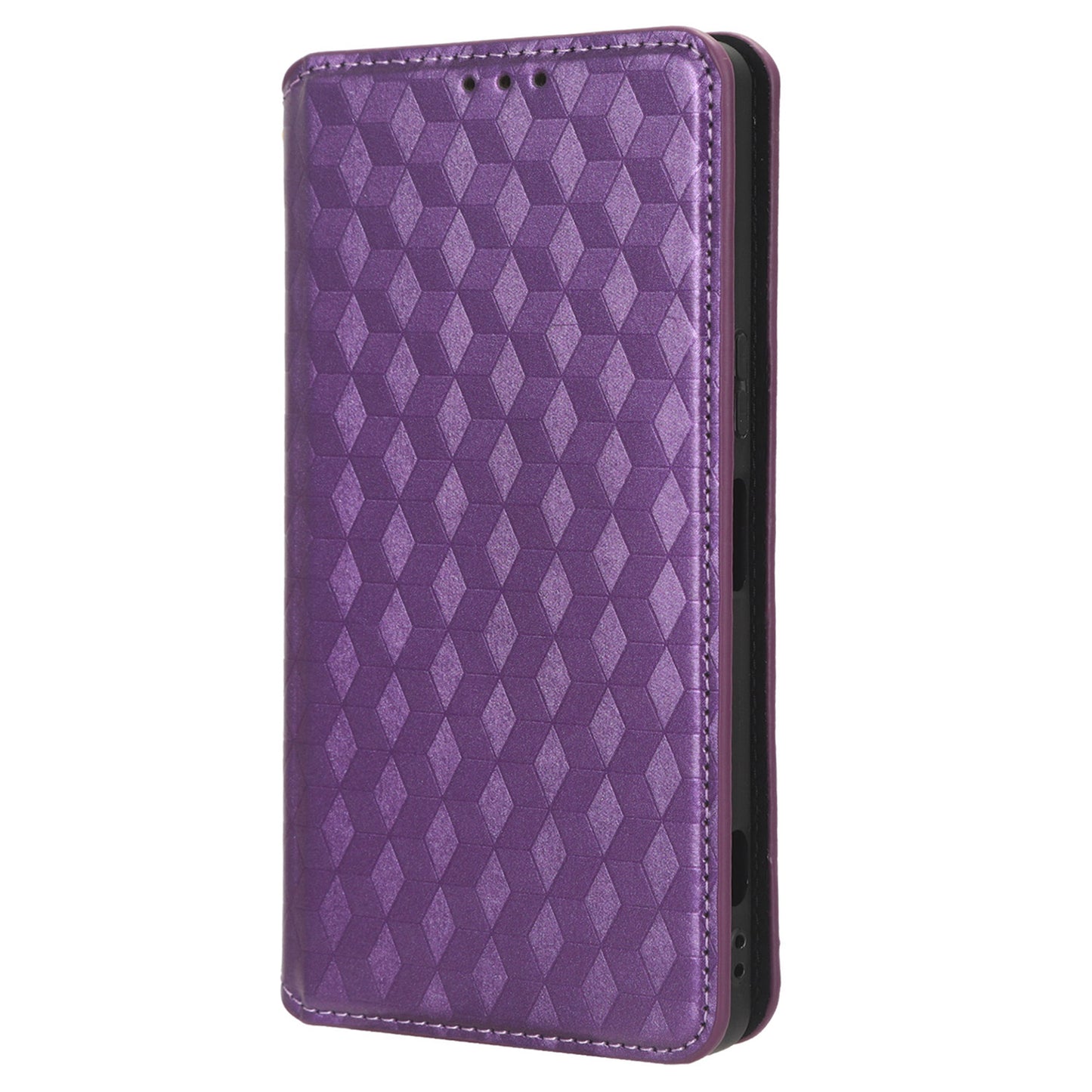 For Nokia C02 Phone Stand Shell Case Wallet PU Leather Rhombus Imprinted Anti-drop Phone Cover