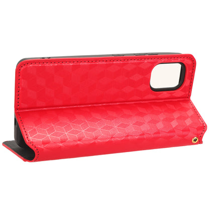 For Nokia C02 Phone Stand Shell Case Wallet PU Leather Rhombus Imprinted Anti-drop Phone Cover