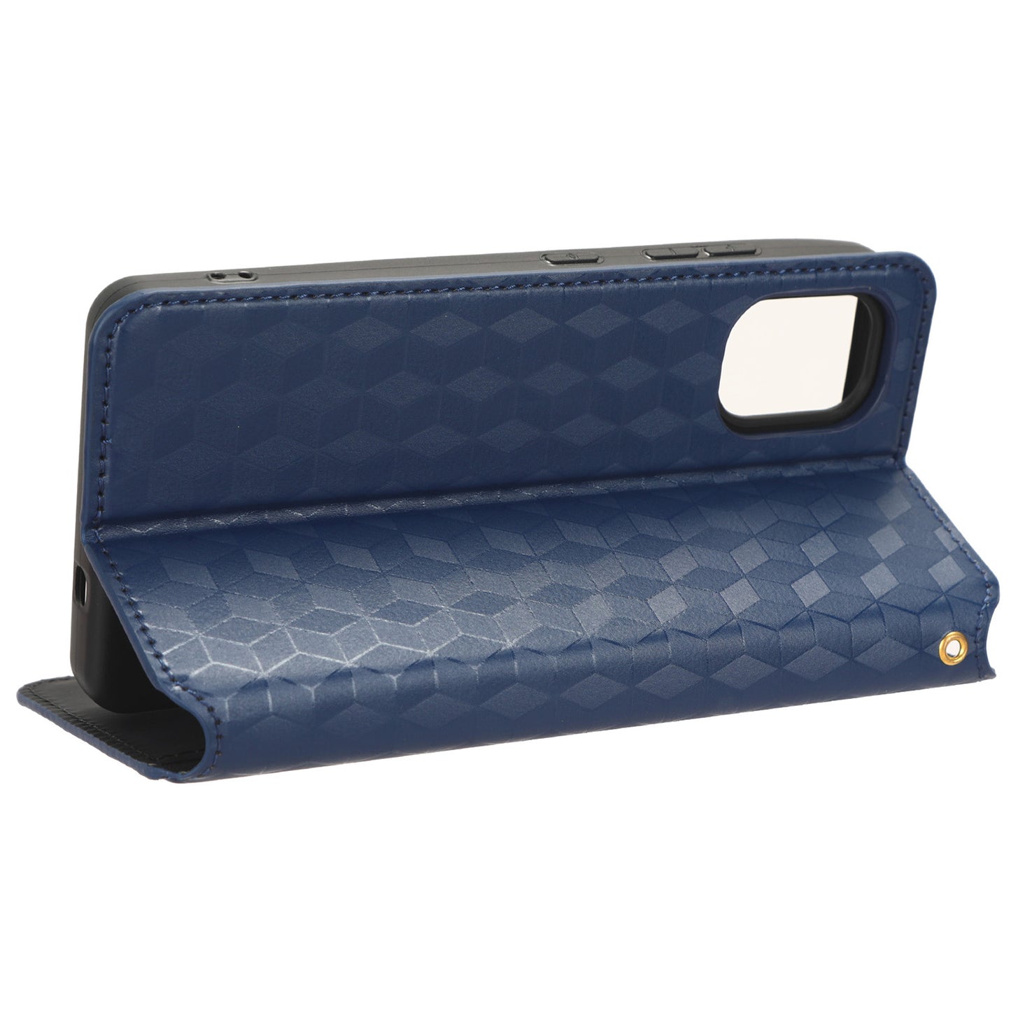 For Nokia C02 Phone Stand Shell Case Wallet PU Leather Rhombus Imprinted Anti-drop Phone Cover