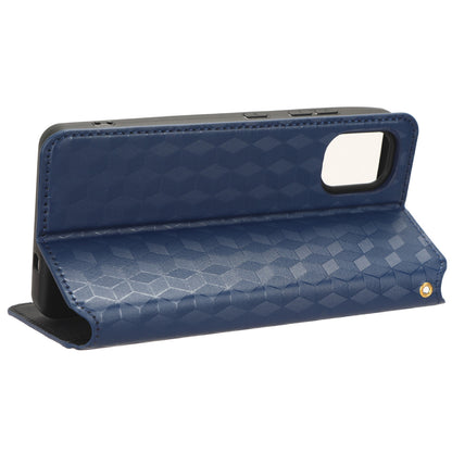 For Nokia C02 Phone Stand Shell Case Wallet PU Leather Rhombus Imprinted Anti-drop Phone Cover