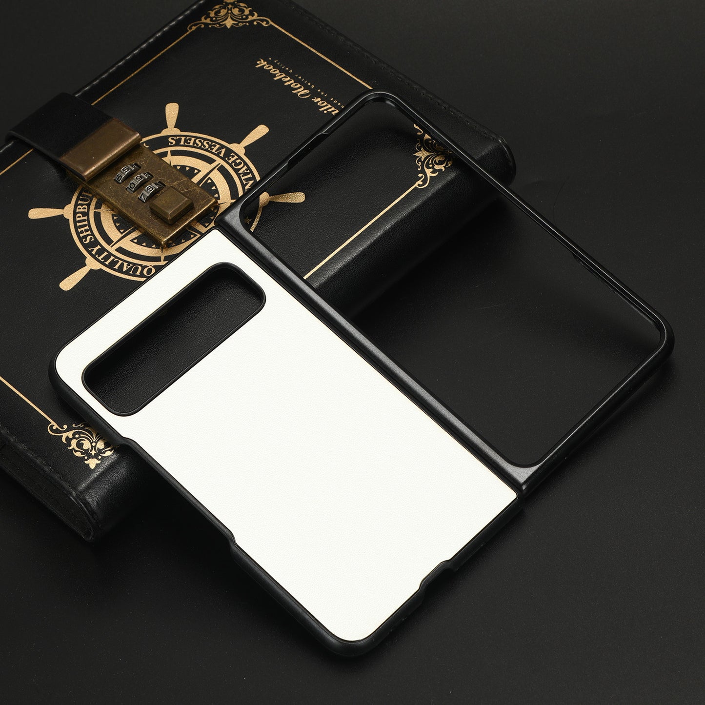 For Google Pixel Fold Drop-proof PU Leather Coated PC Phone Case Smartphone Cover