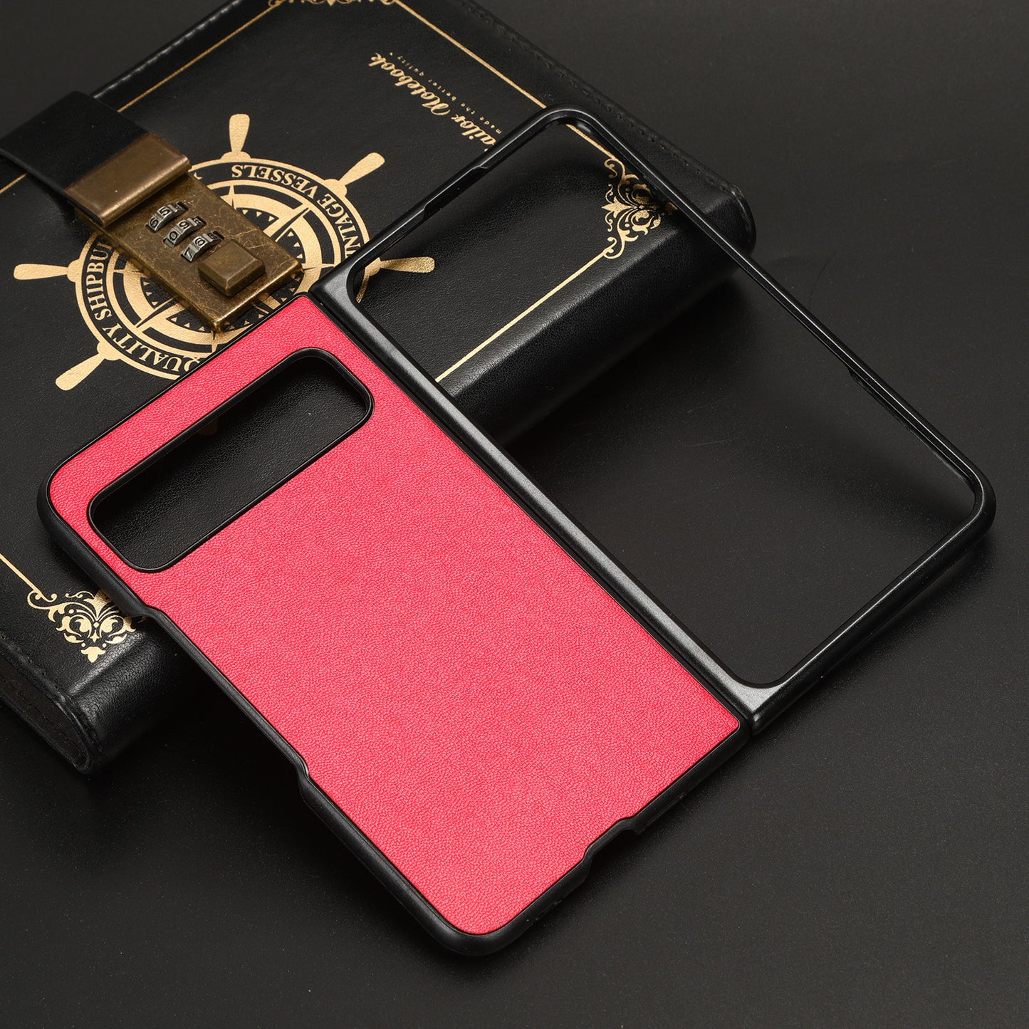 For Google Pixel Fold Drop-proof PU Leather Coated PC Phone Case Smartphone Cover