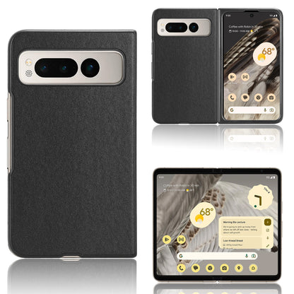 For Google Pixel Fold Drop-proof PU Leather Coated PC Phone Case Smartphone Cover