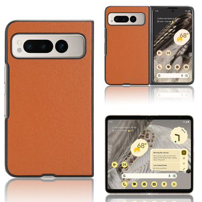 For Google Pixel Fold Drop-proof PU Leather Coated PC Phone Case Smartphone Cover