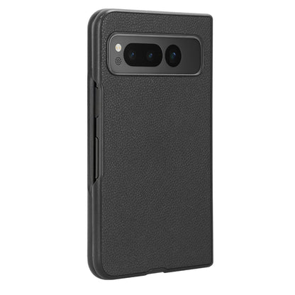 PU Leather Coated PC Case for Google Pixel Fold Litchi Texture Folding Phone Protective Cover