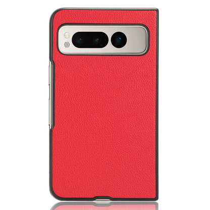 PU Leather Coated PC Case for Google Pixel Fold Litchi Texture Folding Phone Protective Cover