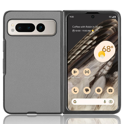 PU Leather Coated PC Case for Google Pixel Fold Litchi Texture Folding Phone Protective Cover