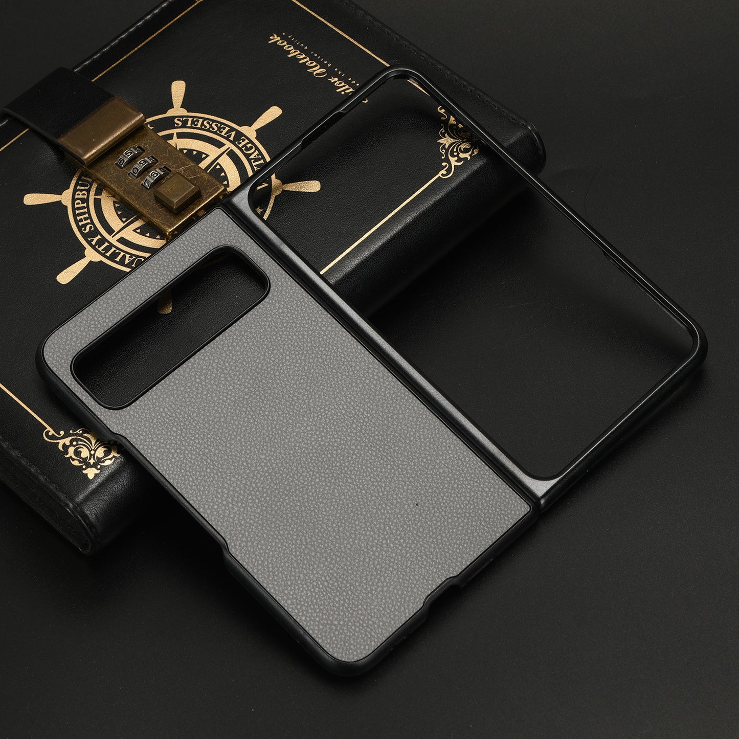 PU Leather Coated PC Case for Google Pixel Fold Litchi Texture Folding Phone Protective Cover