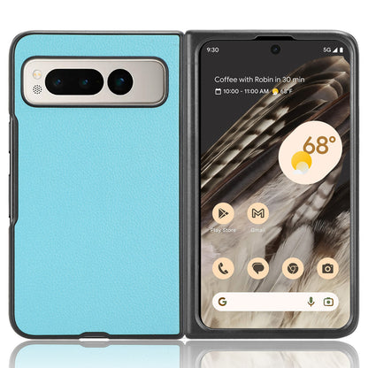 PU Leather Coated PC Case for Google Pixel Fold Litchi Texture Folding Phone Protective Cover
