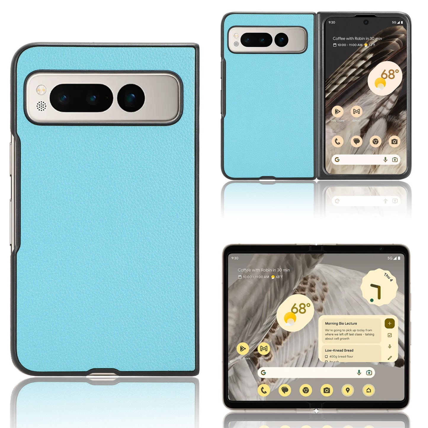 PU Leather Coated PC Case for Google Pixel Fold Litchi Texture Folding Phone Protective Cover
