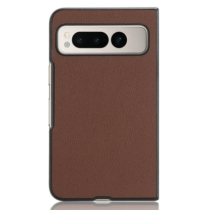 PU Leather Coated PC Case for Google Pixel Fold Litchi Texture Folding Phone Protective Cover