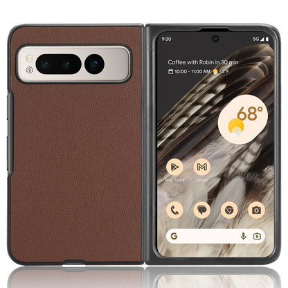 PU Leather Coated PC Case for Google Pixel Fold Litchi Texture Folding Phone Protective Cover