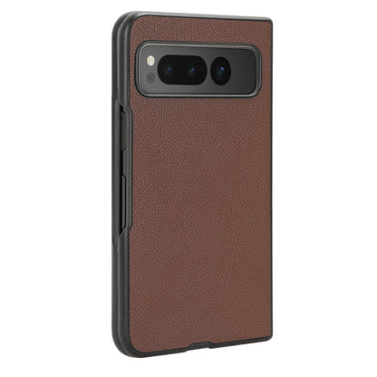 PU Leather Coated PC Case for Google Pixel Fold Litchi Texture Folding Phone Protective Cover