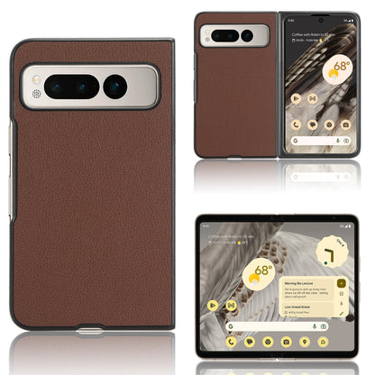 PU Leather Coated PC Case for Google Pixel Fold Litchi Texture Folding Phone Protective Cover
