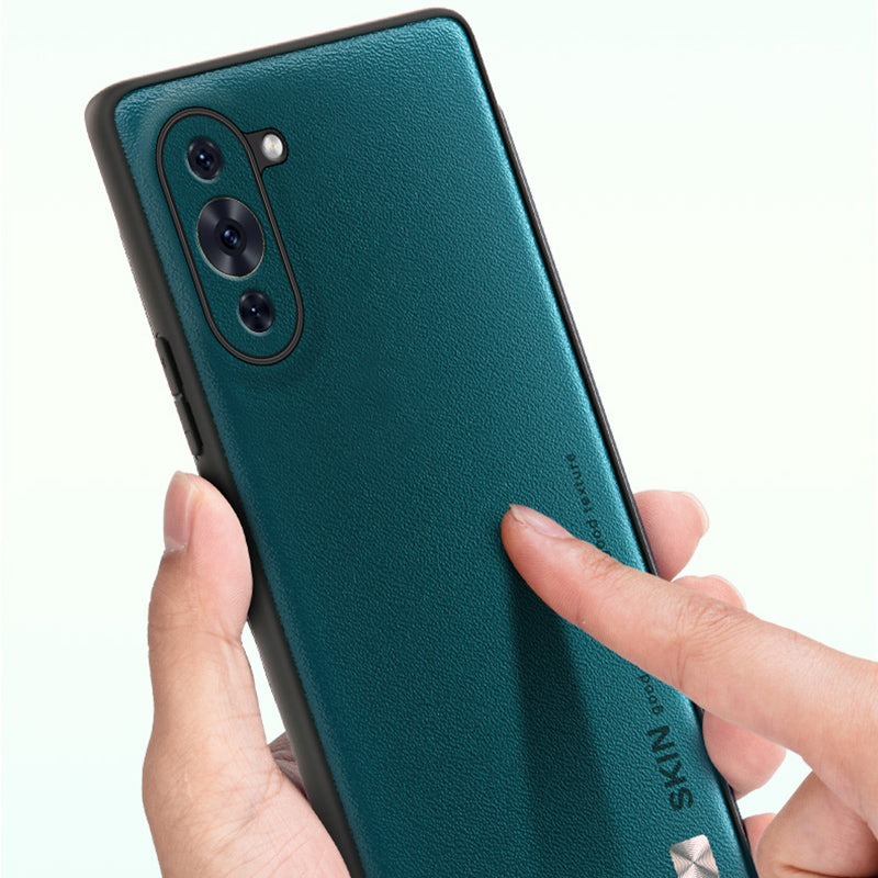 For Huawei nova 10 4G Lightweight PU Leather Coated PC+TPU Phone Case Metal Decor Shell