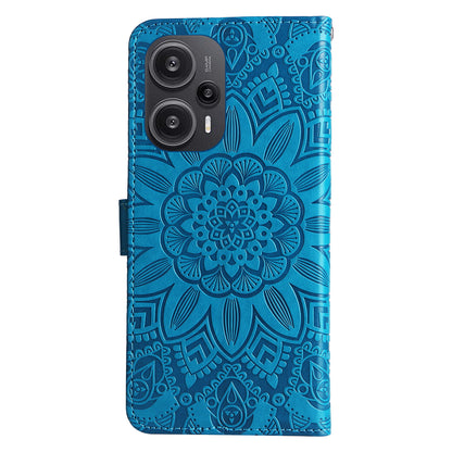 For Xiaomi Redmi Note 12 Turbo / Poco F5 5G Phone Case PU Leather Wallet Imprinted Sunflower Phone Stand Cover