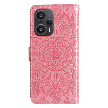 For Xiaomi Redmi Note 12 Turbo / Poco F5 5G Phone Case PU Leather Wallet Imprinted Sunflower Phone Stand Cover