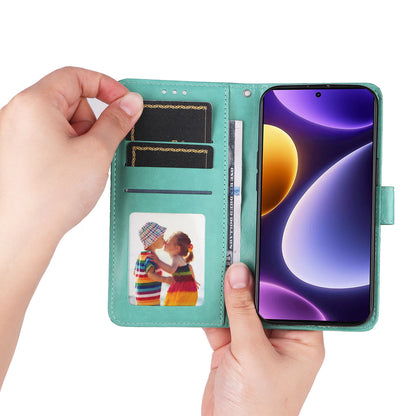 For Xiaomi Redmi Note 12 Turbo / Poco F5 5G Phone Case PU Leather Wallet Imprinted Sunflower Phone Stand Cover