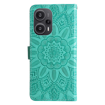 For Xiaomi Redmi Note 12 Turbo / Poco F5 5G Phone Case PU Leather Wallet Imprinted Sunflower Phone Stand Cover