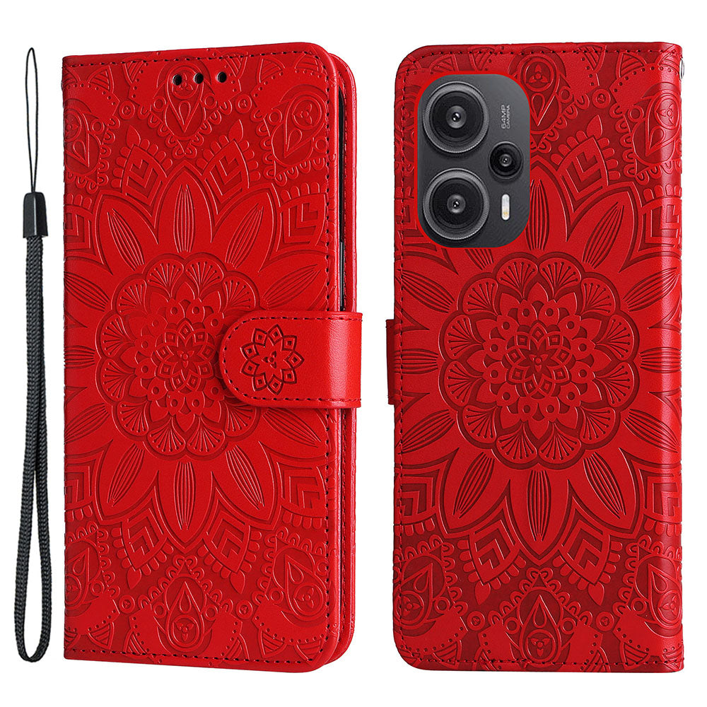 For Xiaomi Redmi Note 12 Turbo / Poco F5 5G Phone Case PU Leather Wallet Imprinted Sunflower Phone Stand Cover