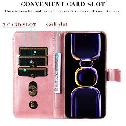 For Xiaomi Redmi K60 Pro 5G / K60 5G / Poco F5 Pro 5G Phone Case Stand Shell Calf Texture Zipper Pocket Wallet Cover