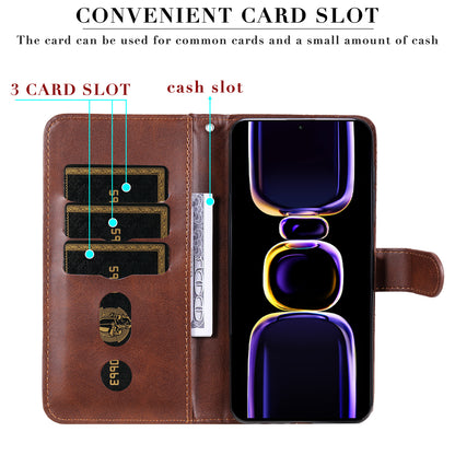 For Xiaomi Redmi K60 Pro 5G / K60 5G / Poco F5 Pro 5G Phone Case Stand Shell Calf Texture Zipper Pocket Wallet Cover